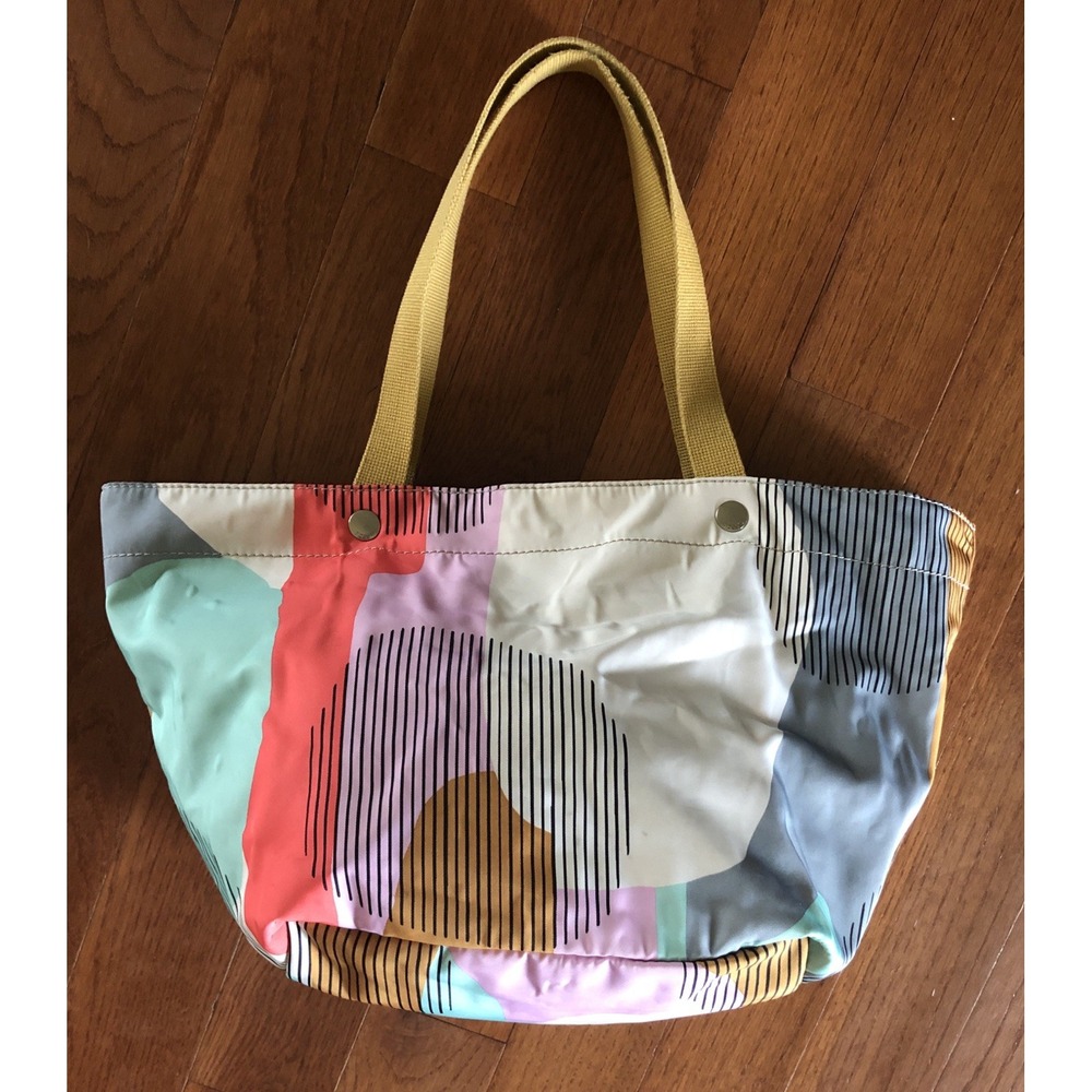 Fossil Key-per XL Tote Bag Coated Canvas Geometric Design Pockets 18"W, 10"T